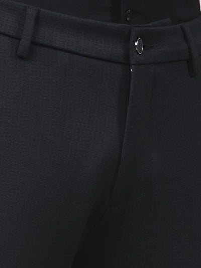 Navy Blue Printed Knitted Trousers