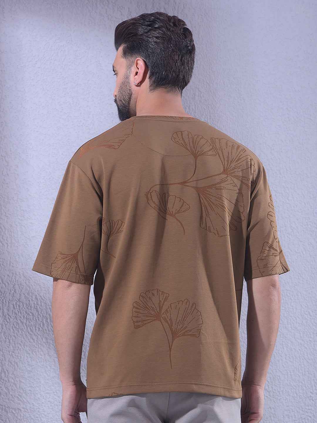 Brown Jacquard Oversize T-Shirt