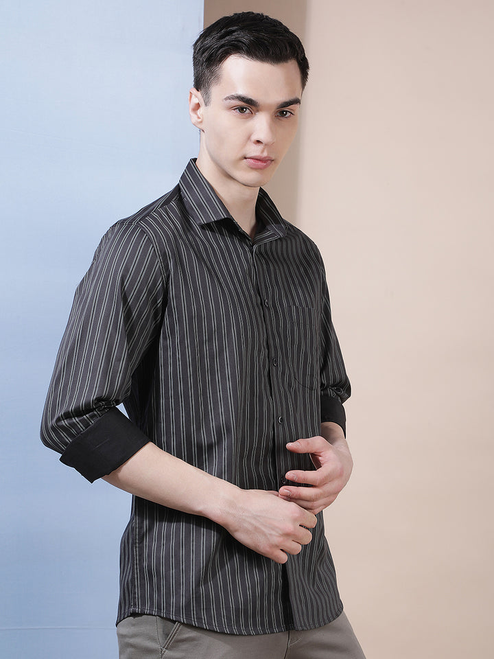 Black Vertical Stripes Shirt