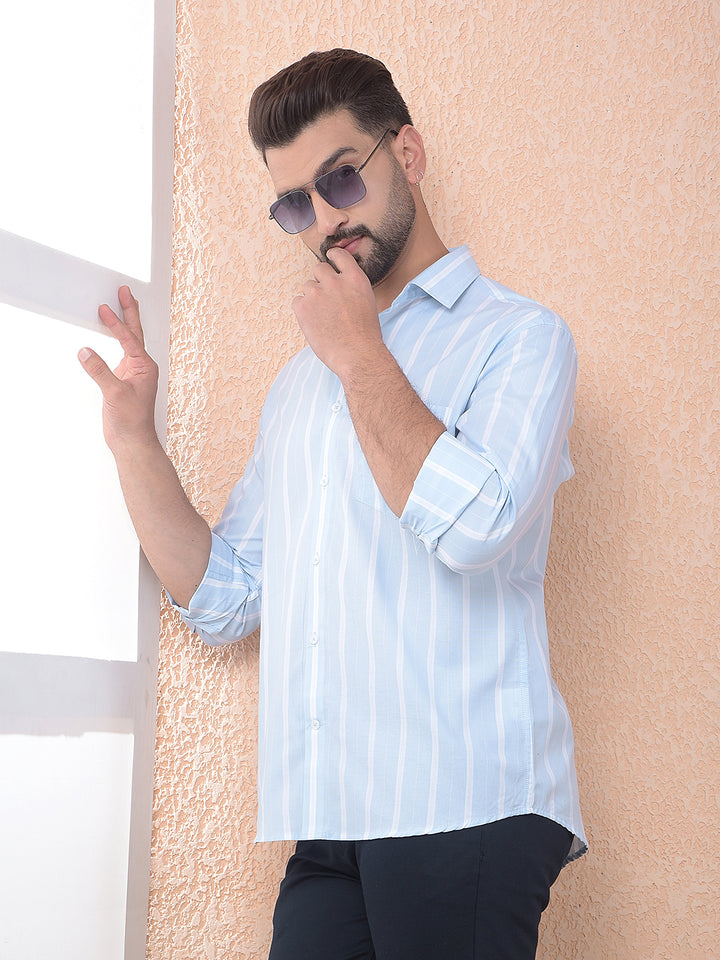 Blue Vertical Striped Shirt