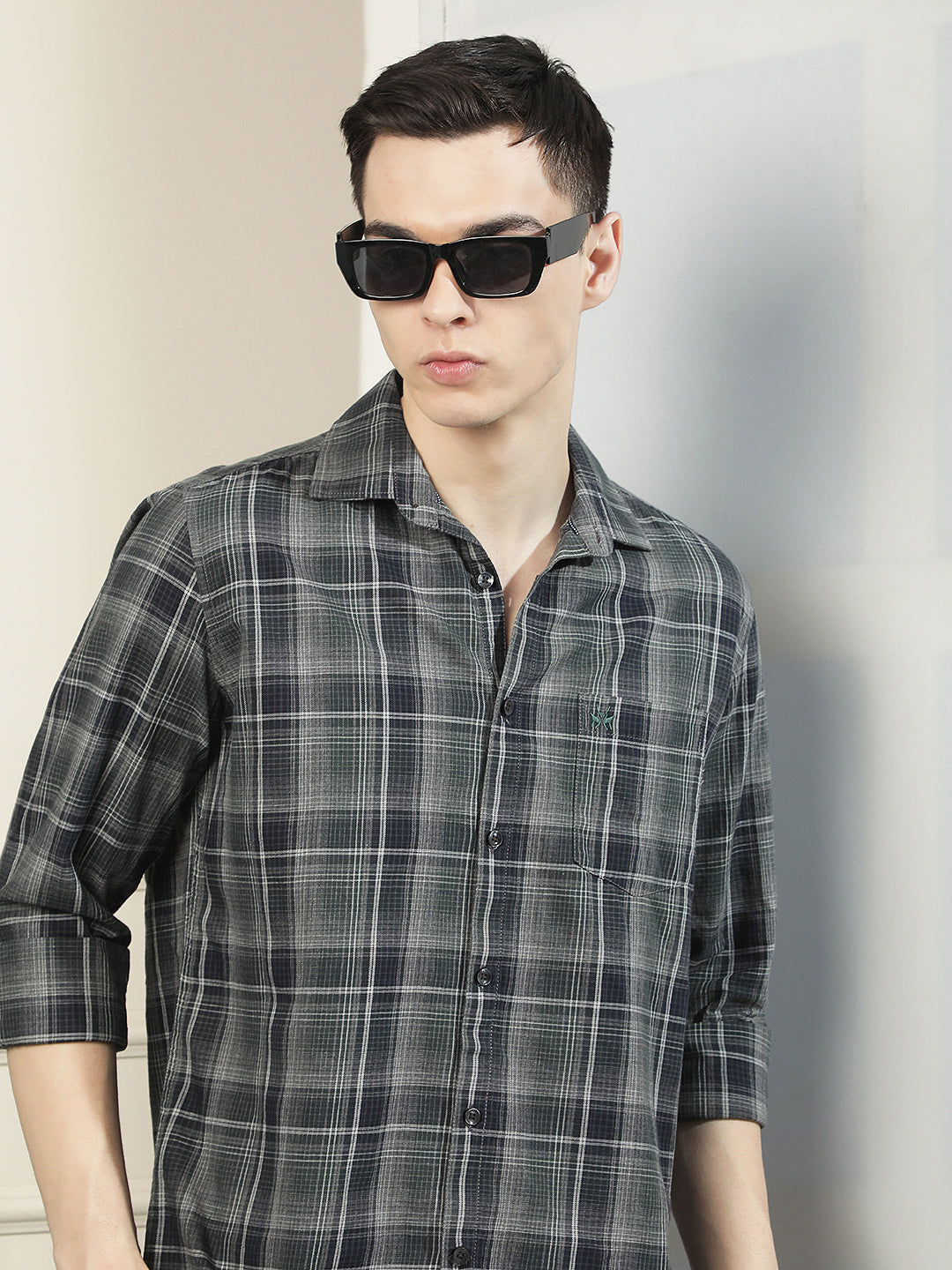 Fern Green 100% Cotton Checked Shirt