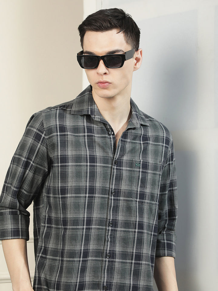 Fern Green 100% Cotton Checked Shirt