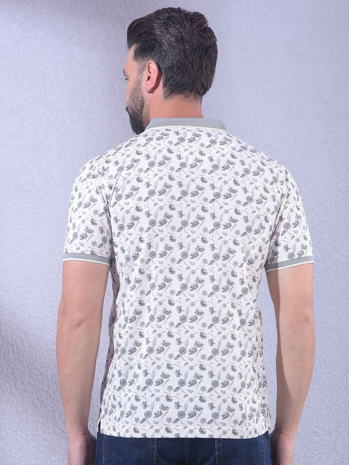 Grey Floral Print T-Shirt