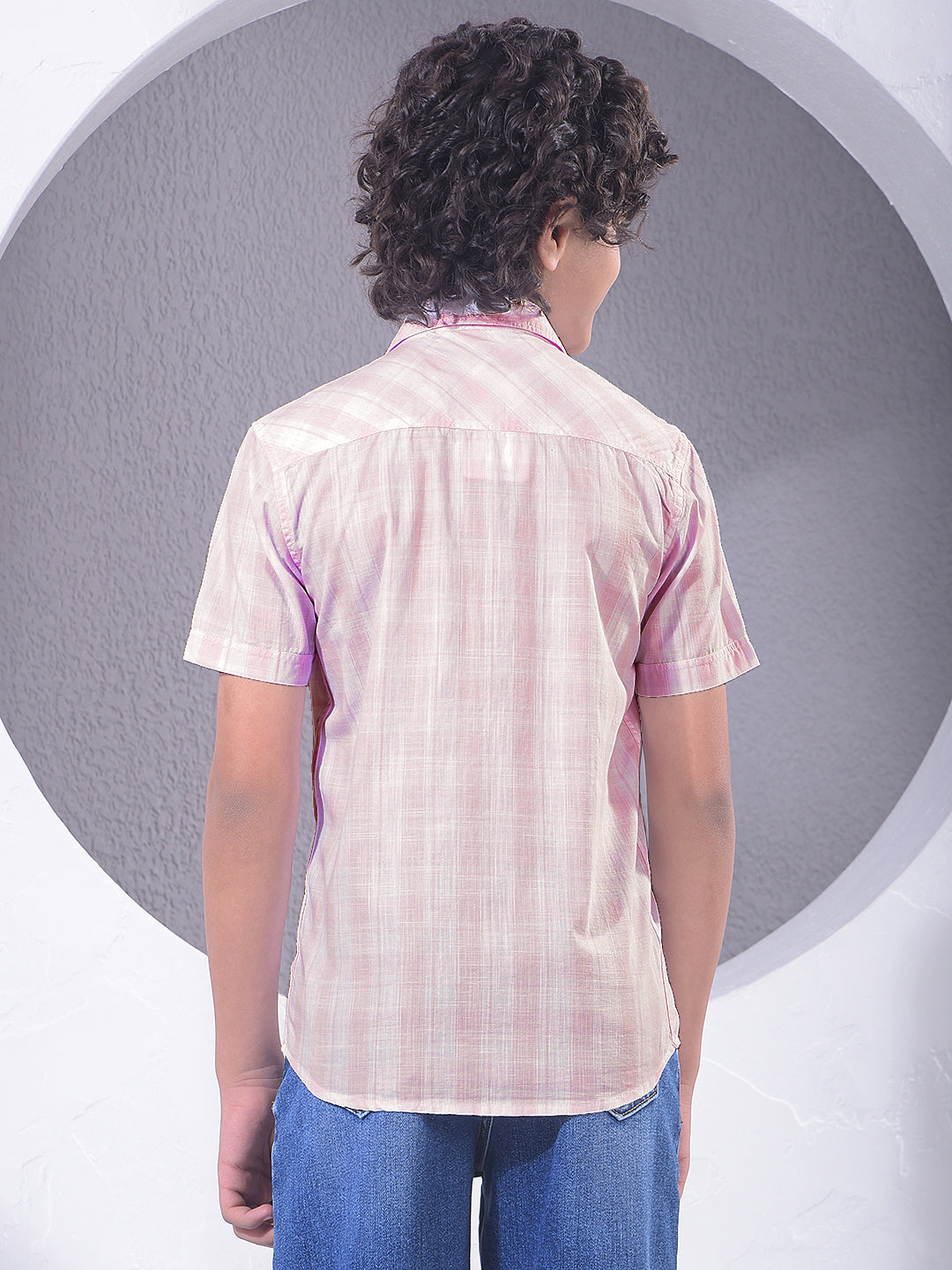 Pink Checked 100% Cotton Shirt