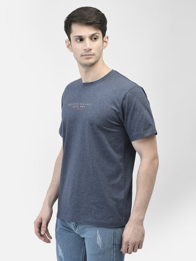 Blue Typographic Print T-Shirt