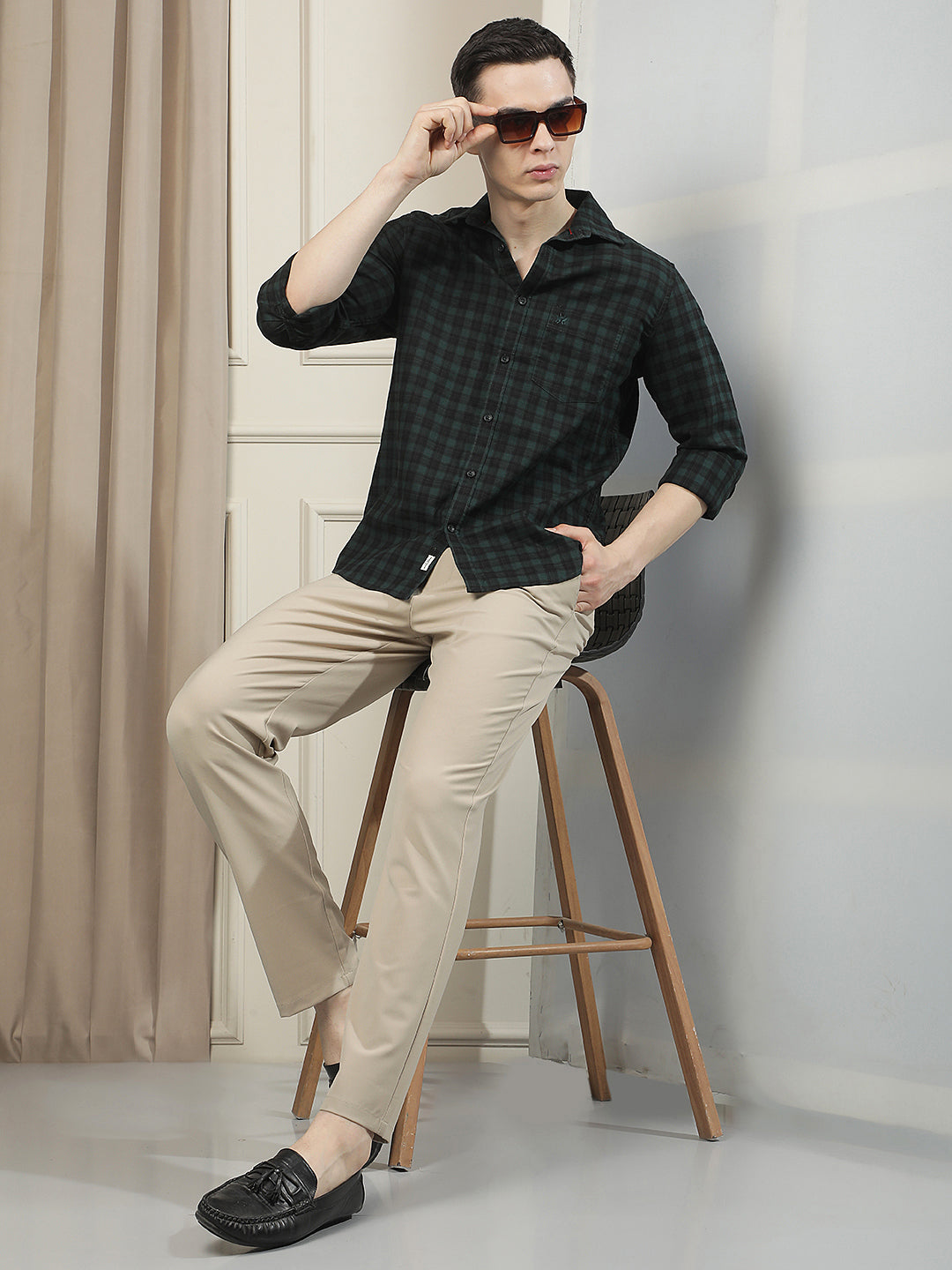 Structured Oatmeal Beige Chino Trousers