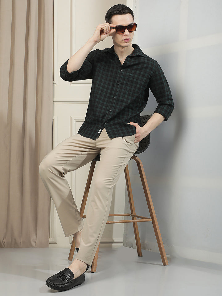 Structured Oatmeal Beige Chino Trousers