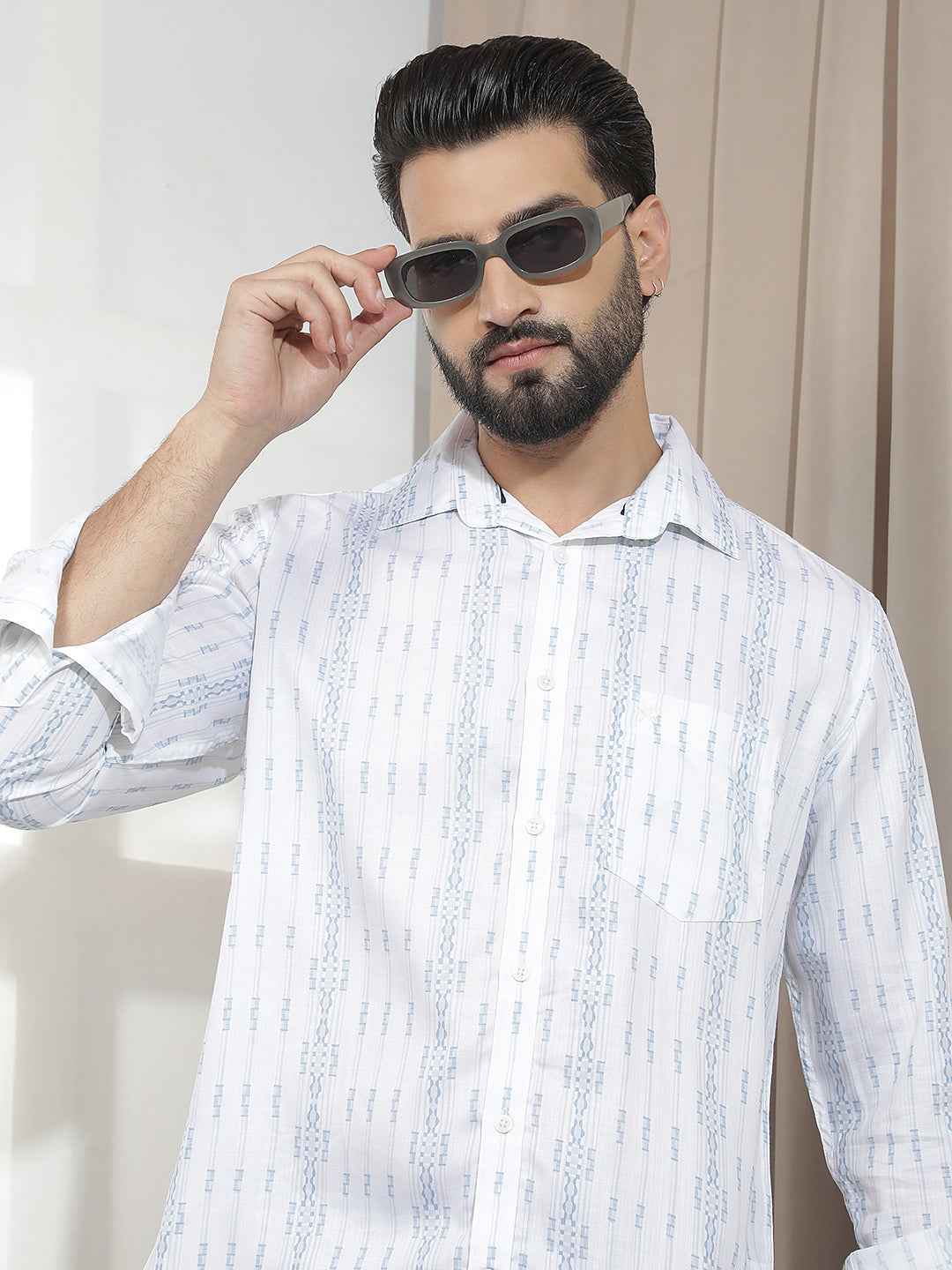 Blue Vertical Stripes Shirt