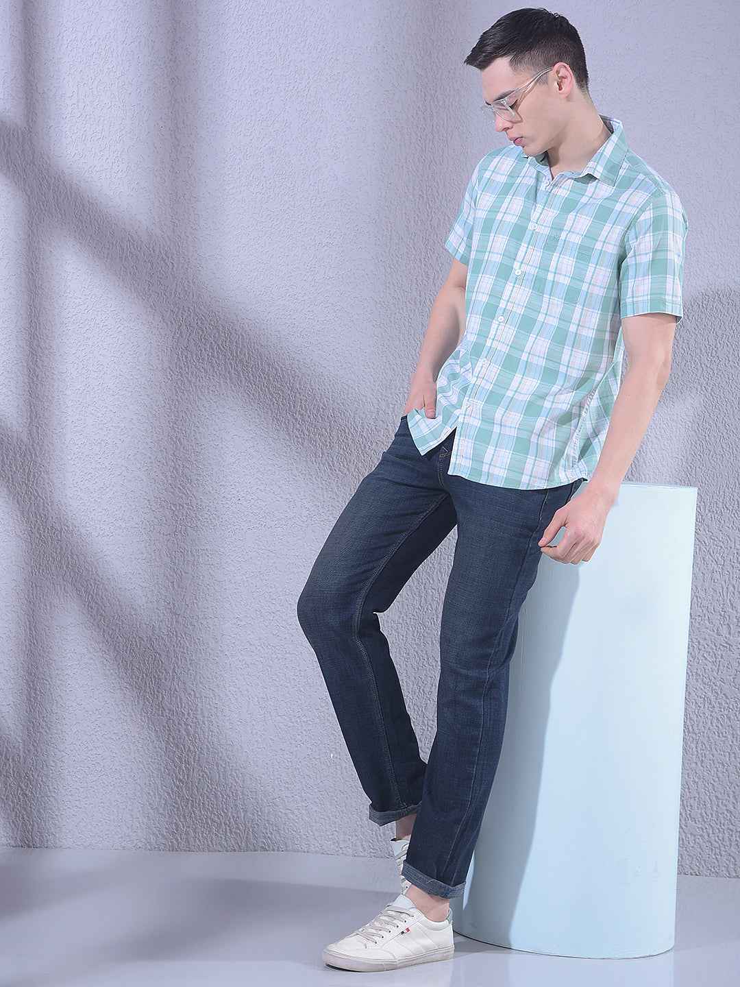 Green Checked 100% Cotton Shirt