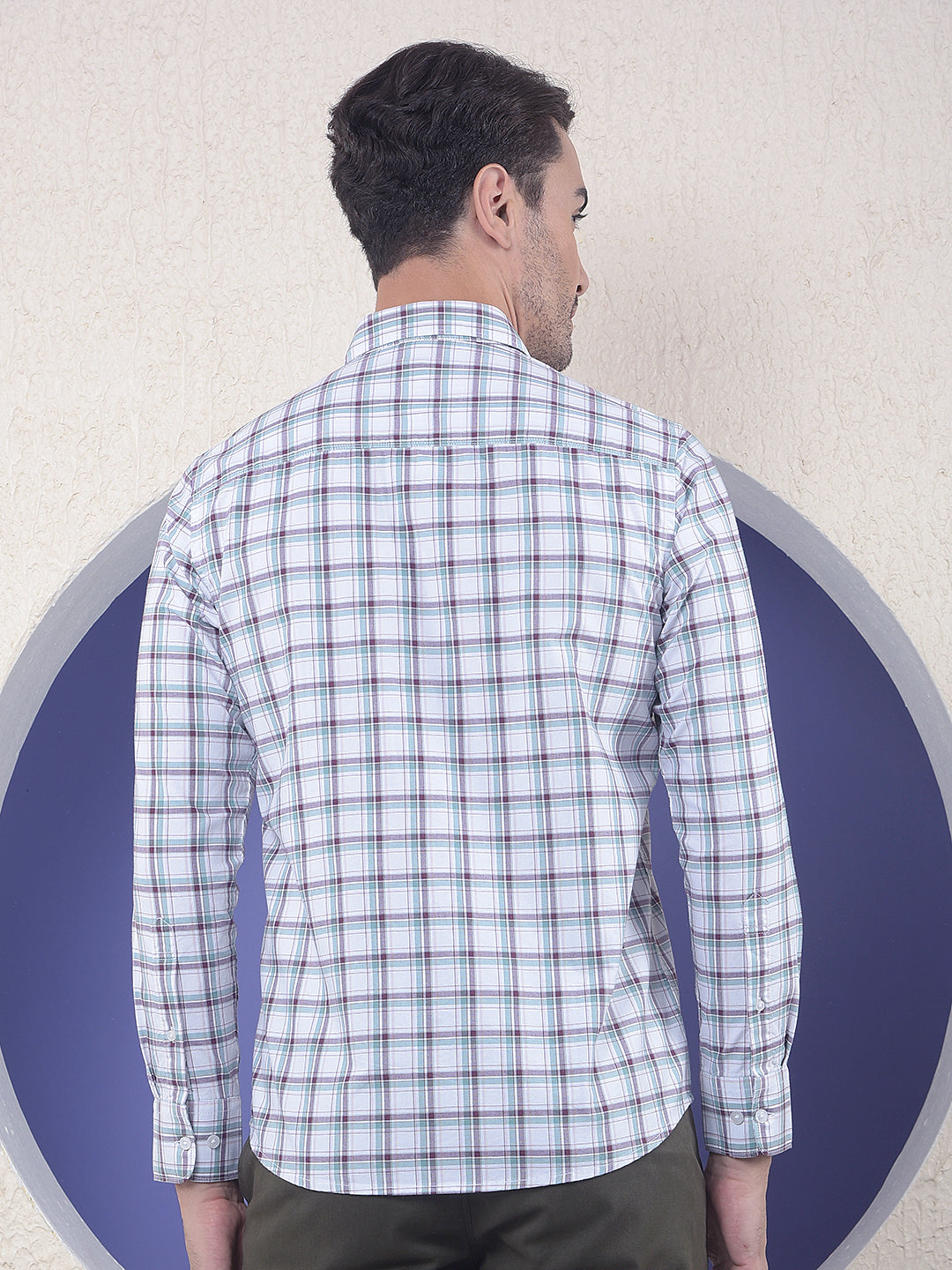 Checked 100% Cotton White Shirt
