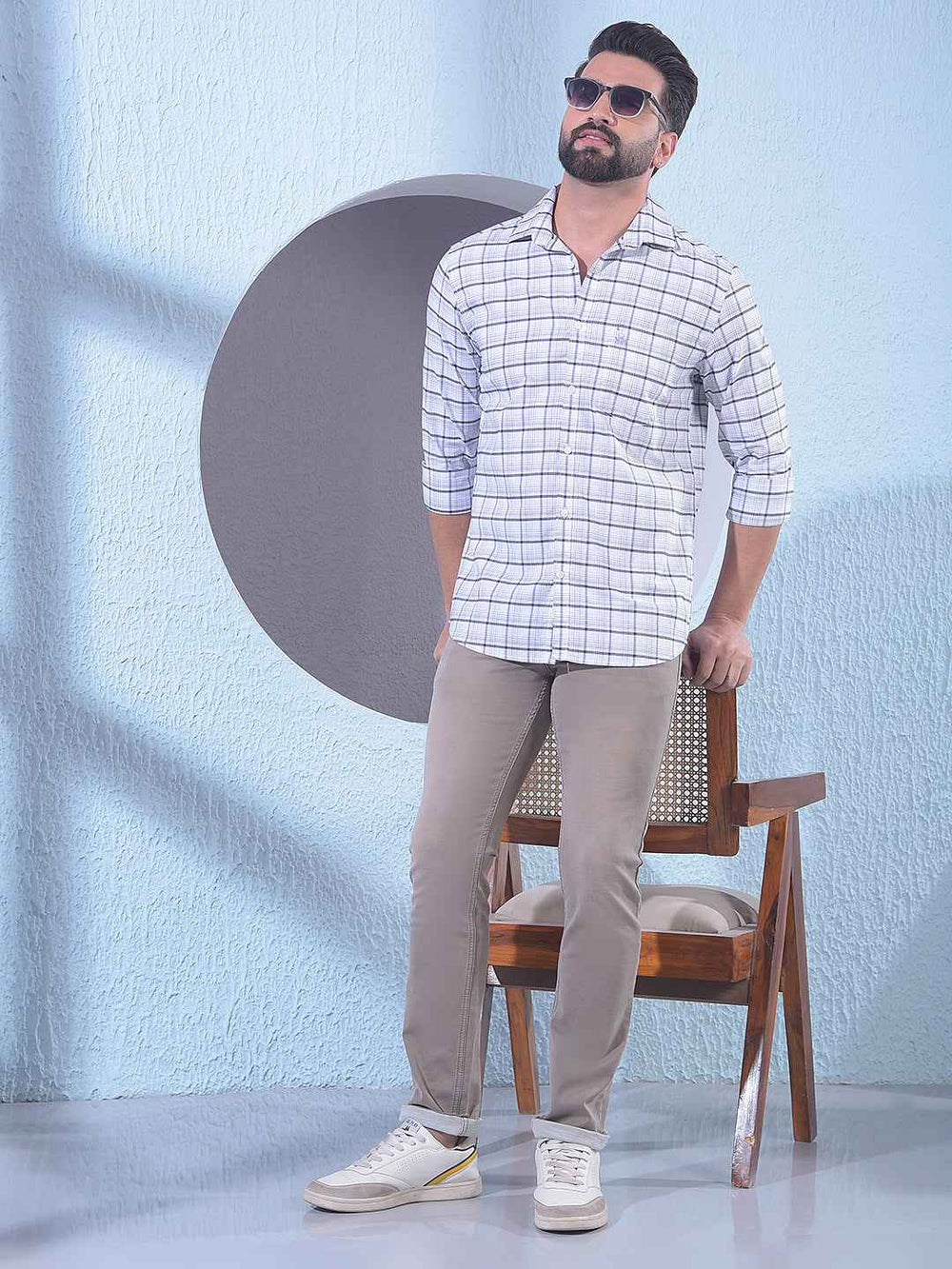 Brown Checked 100% Cotton Shirt