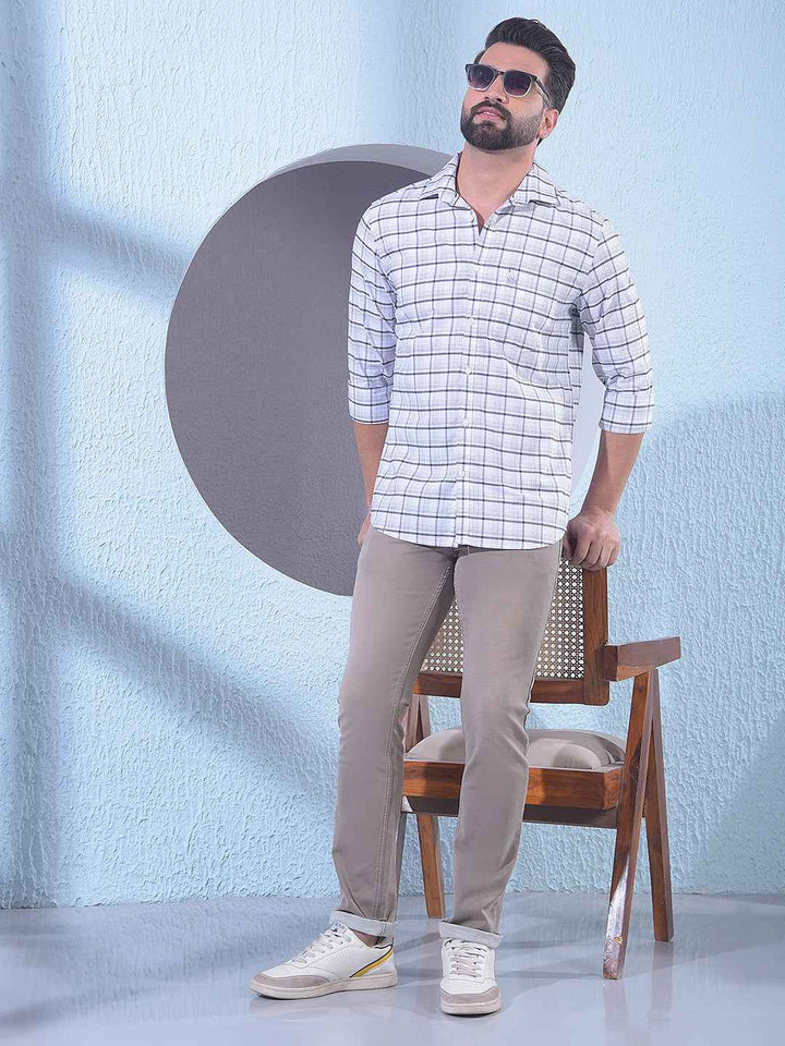 Brown Checked 100% Cotton Shirt