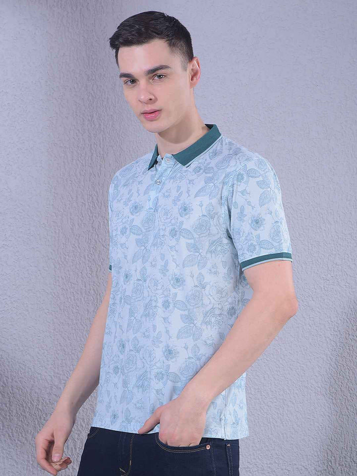 Blue Floral Print T-Shirt