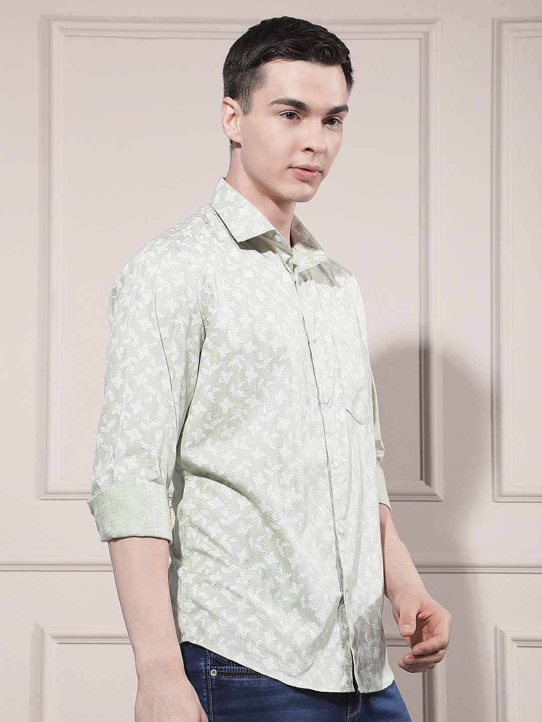 Green Floral Print Shirt