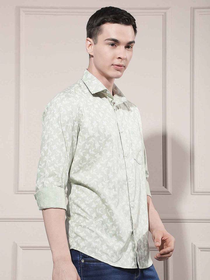 Green Floral Print Shirt