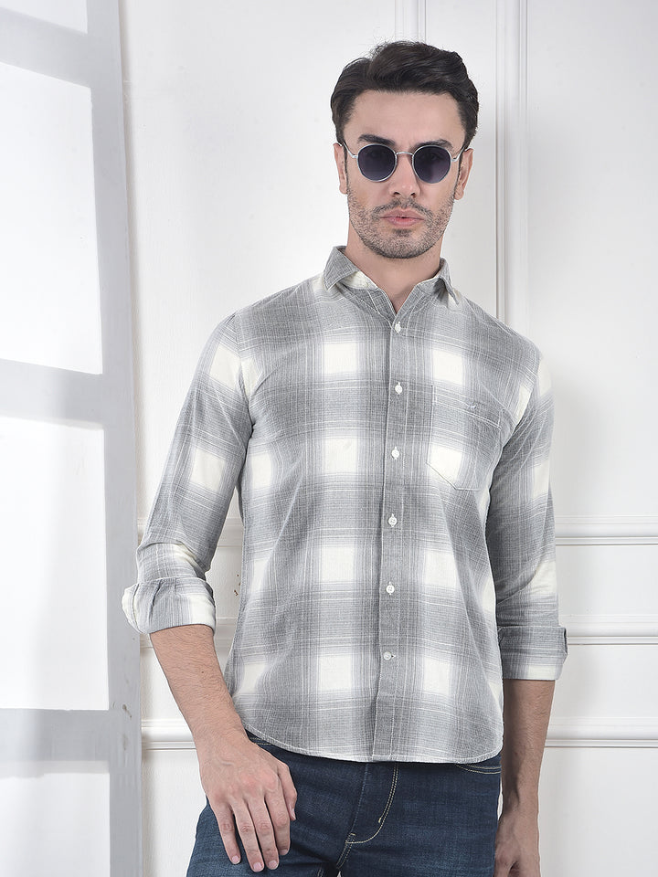 Grey Checked 100% Cotton Shirt