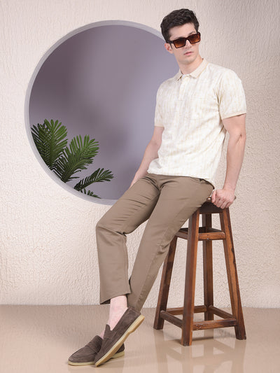 Green Printed Polo-Neck T-Shirt