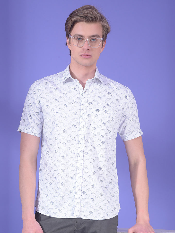 Polished Grey Floral Print Shirt