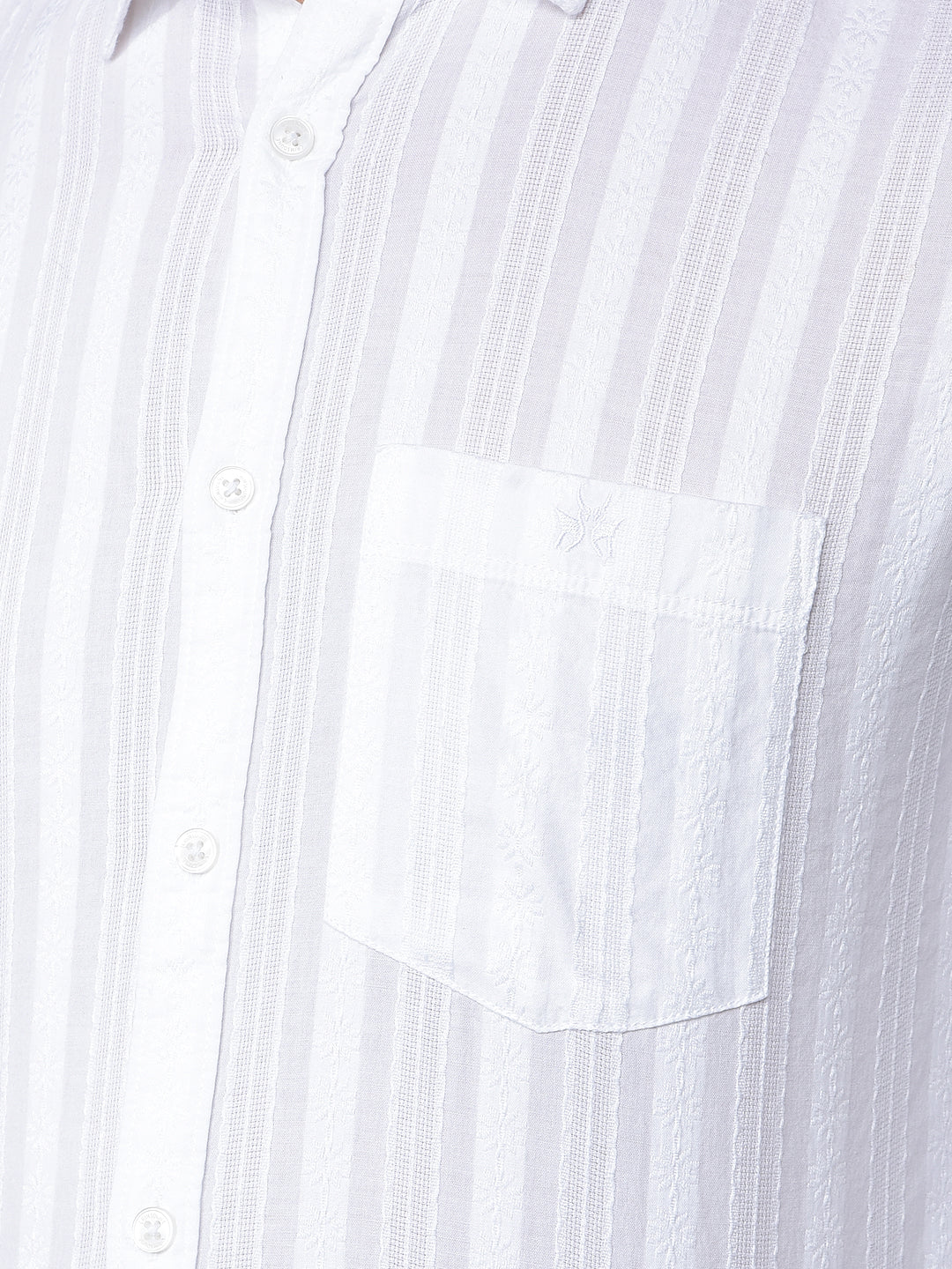 White Vertical Stripes 100% Cotton Shirt