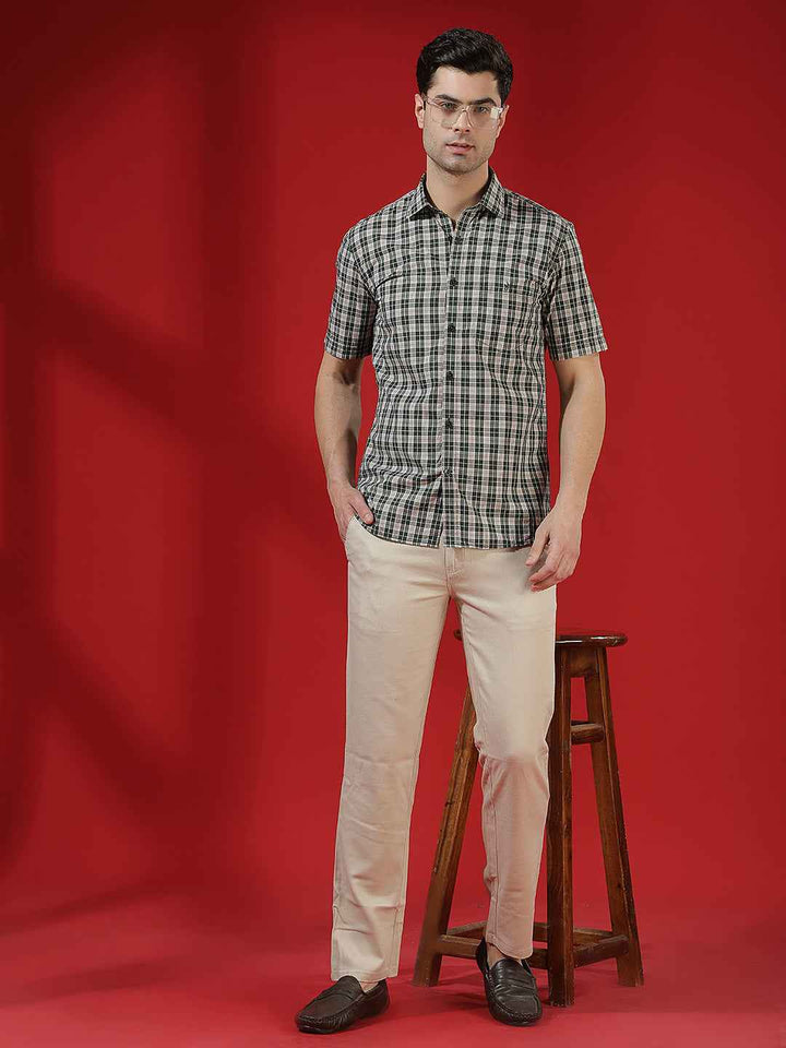 100% Cotton Green Checked Shirt