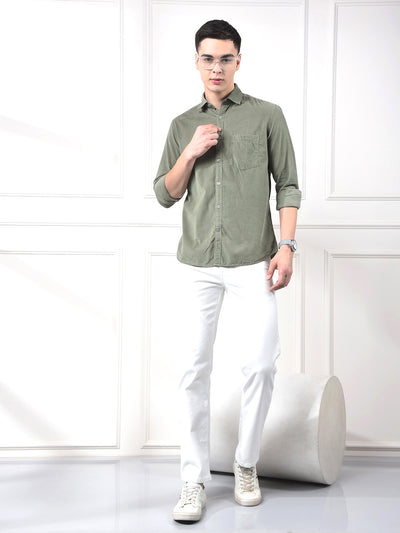 Green 100% Cotton Corduroy Shirt