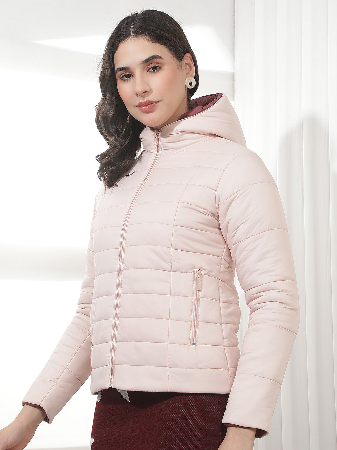Pink Hooded Puffer Reversible Jacket