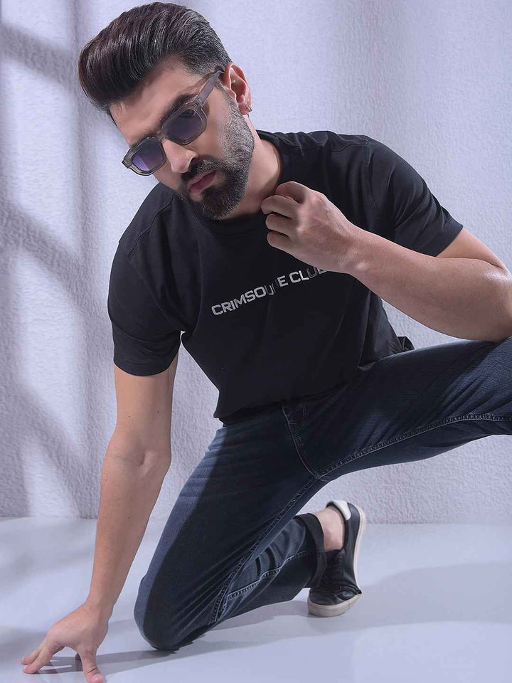 Black Typographic Print T-Shirt