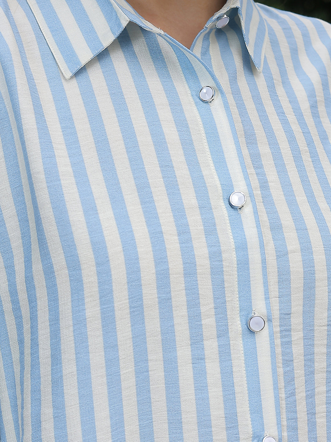 Contemporary Coastal Blue Striped Shirt