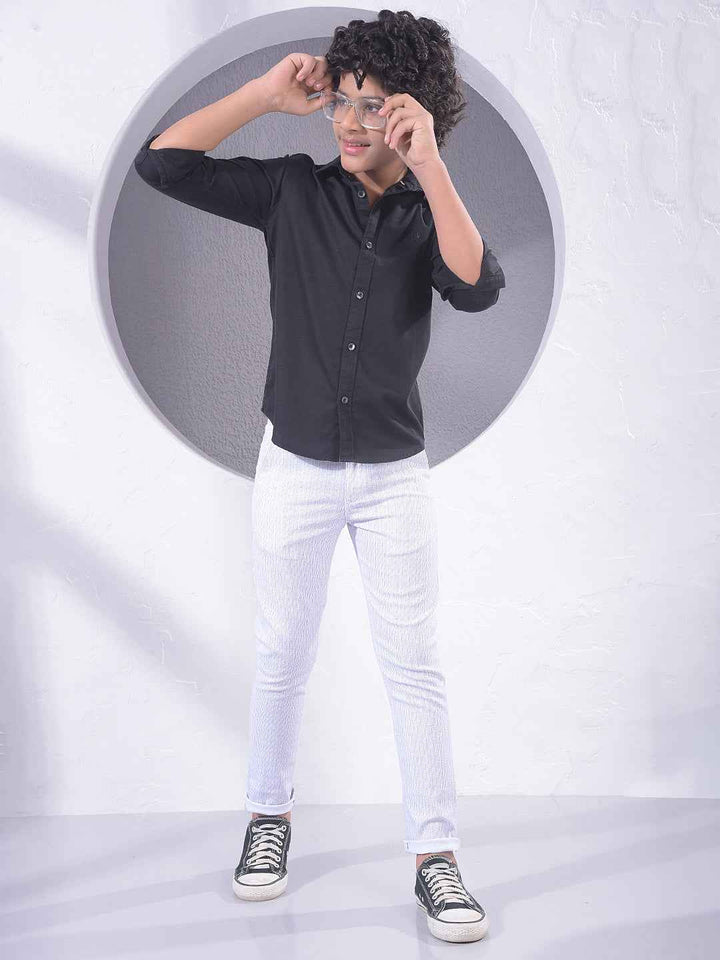 White Vertical Stripes Trousers