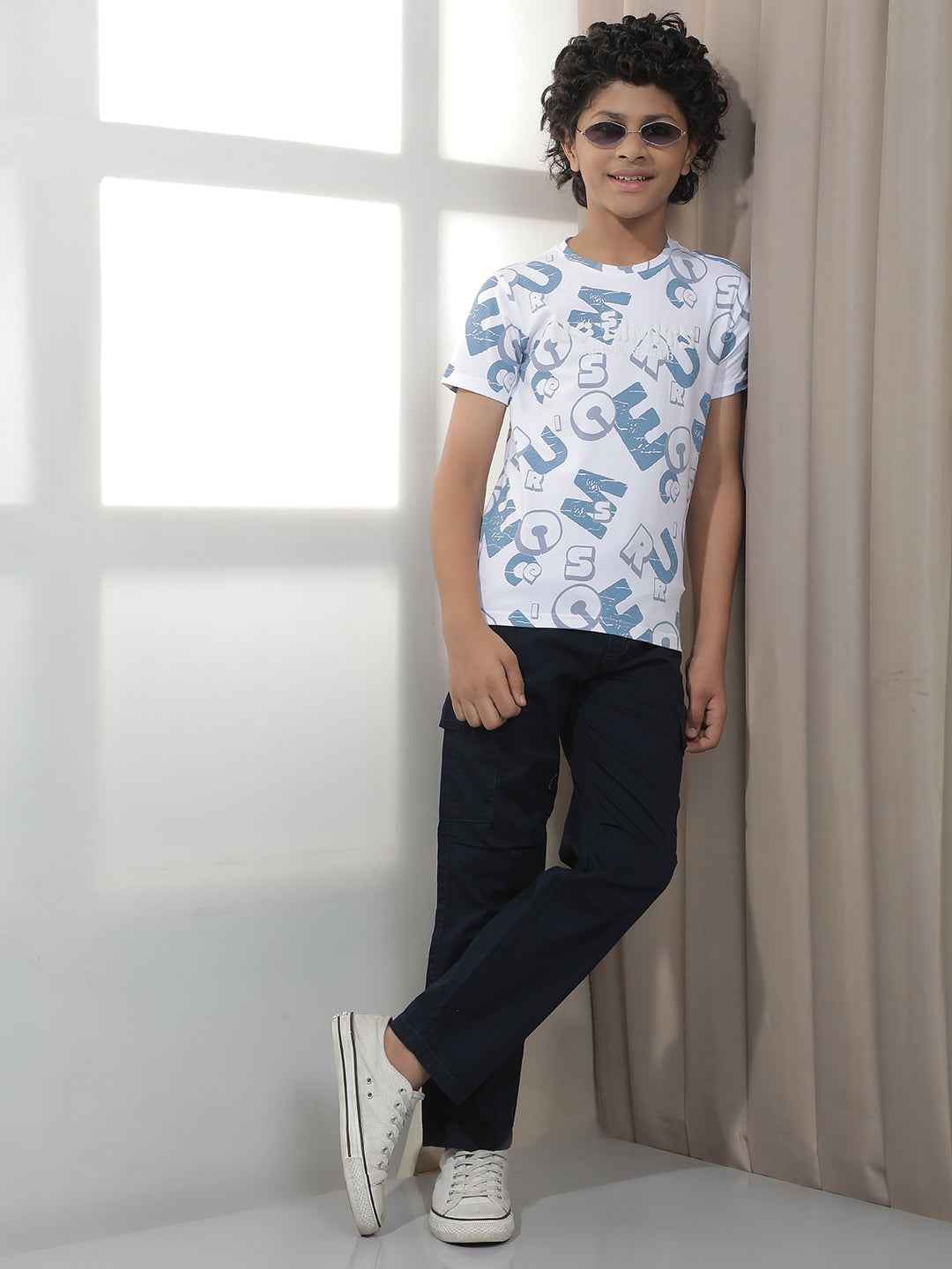 Navy Blue 100% Cotton Cargo Trousers