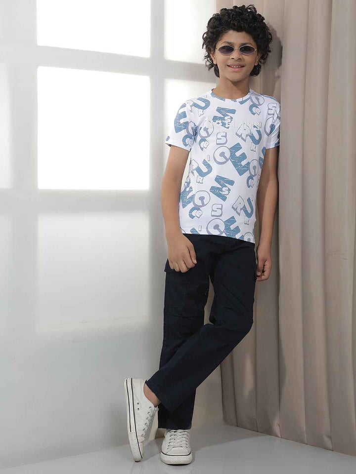 Navy Blue 100% Cotton Cargo Trousers