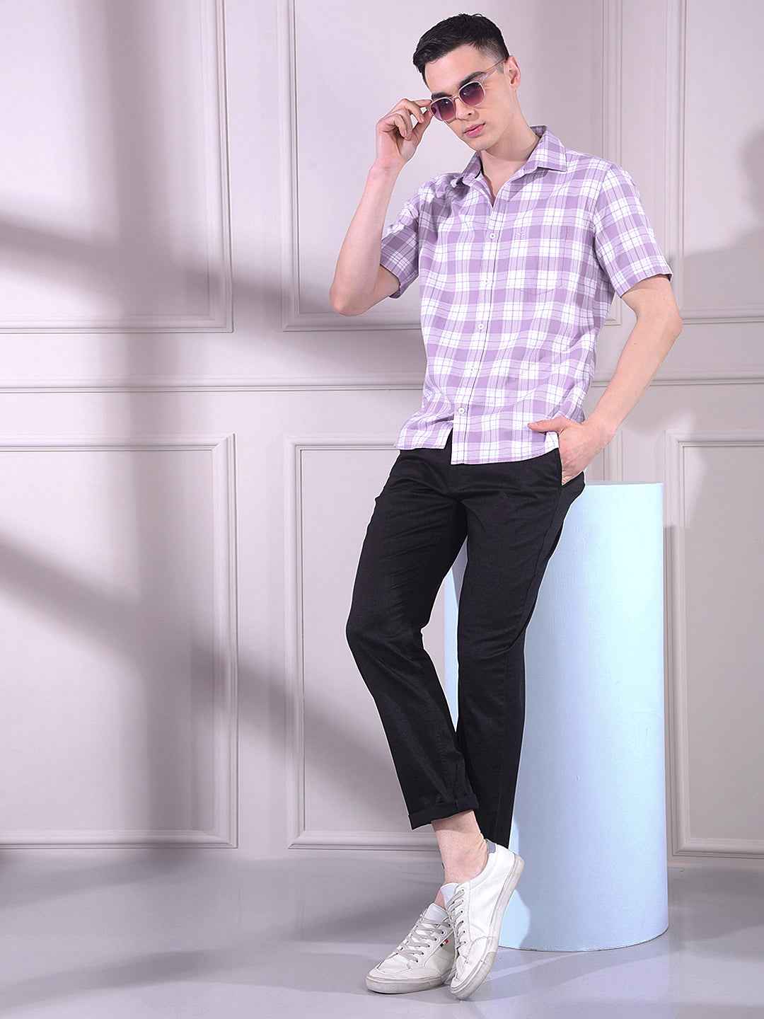 Voilet 100% Cotton Checked Shirt