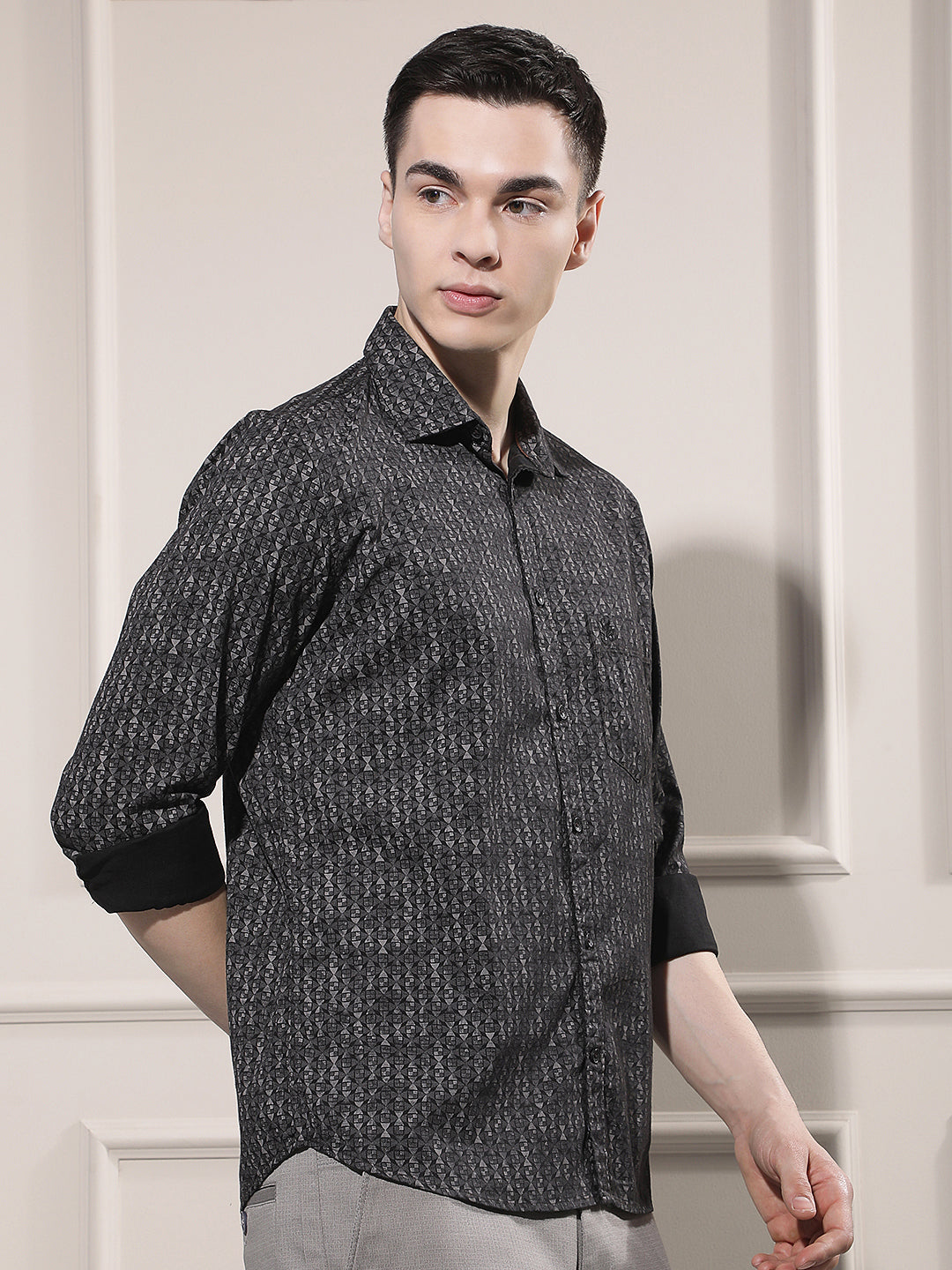 Noir Black Printed Shirt