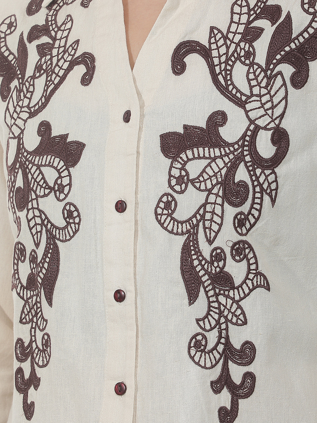 Off White Embroidered Shirt