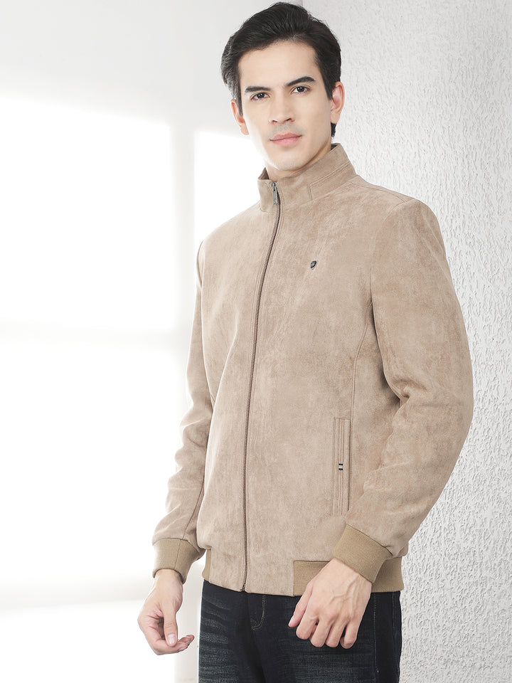 Structured Safari Tan Bomber Jacket