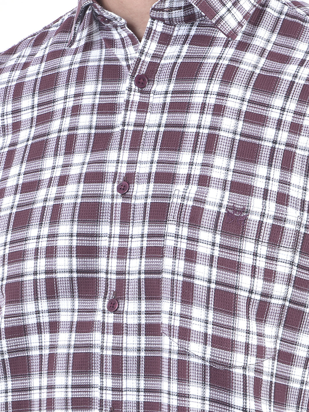 Maroon Checked 100% Cotton Shirt
