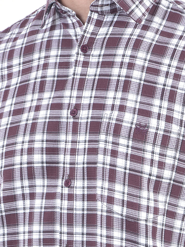 Maroon Checked 100% Cotton Shirt