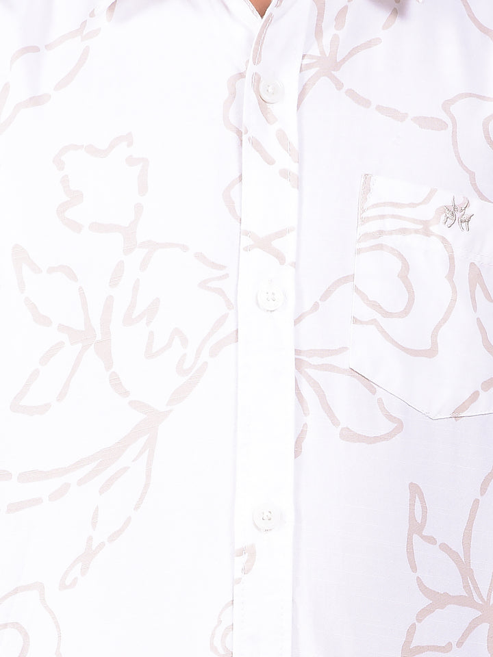 White Floral Print Shirt