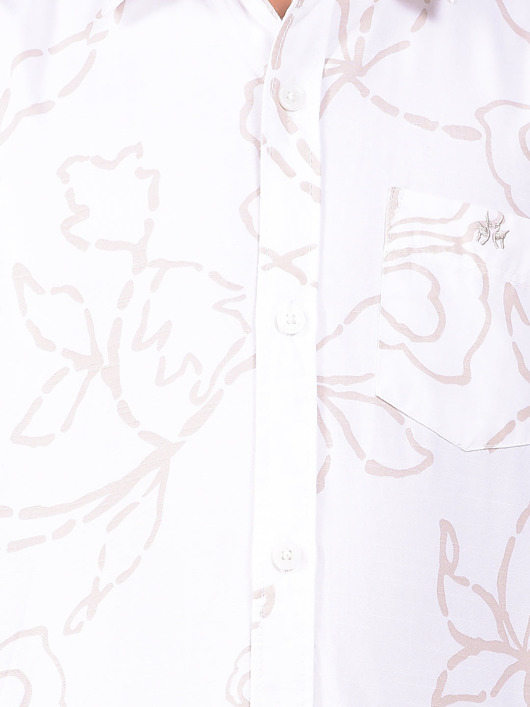 White Floral Print Shirt