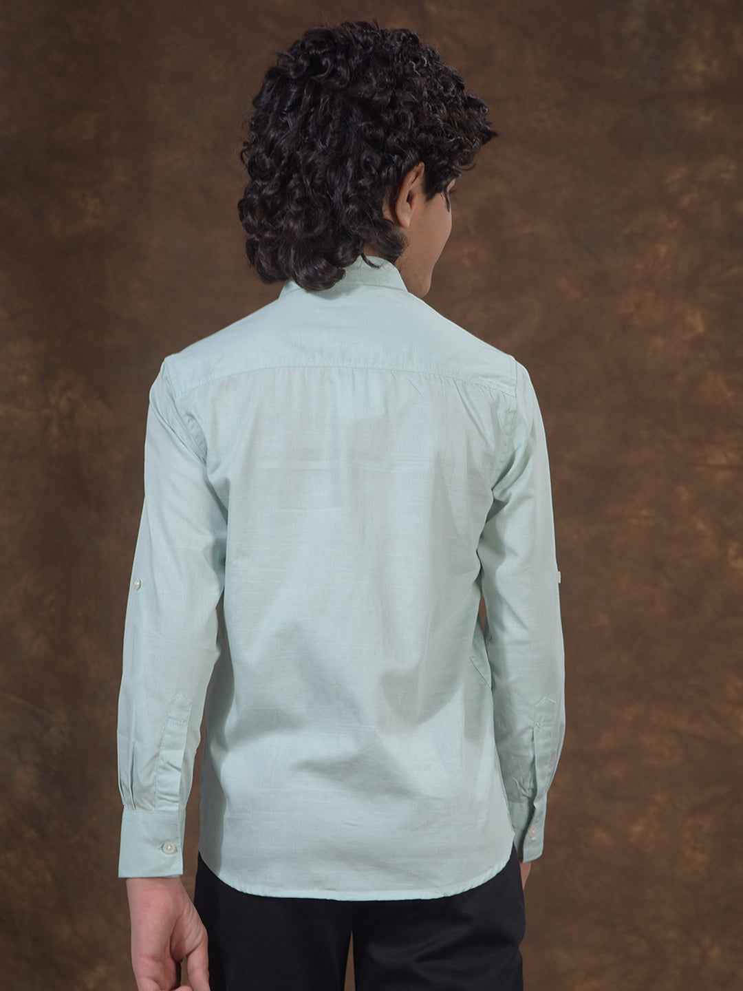 Green Textured Linen Shirt