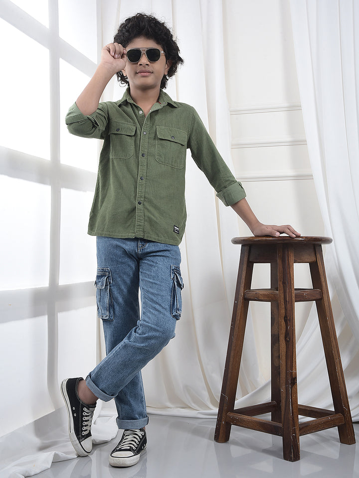 Green 100% Cotton Corduory Shirt