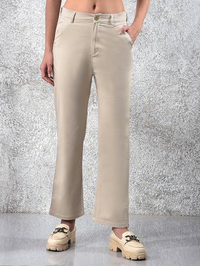 Beige Straight Trousers