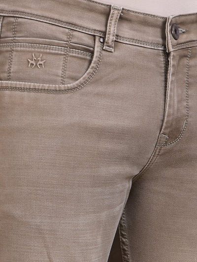 Narrow Fit Dark Wash Brown Jeans 