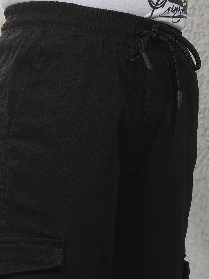 Modern Raven Black Cargo Trackpants