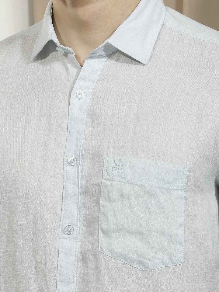 Breathable Sky Blue Linen Shirt