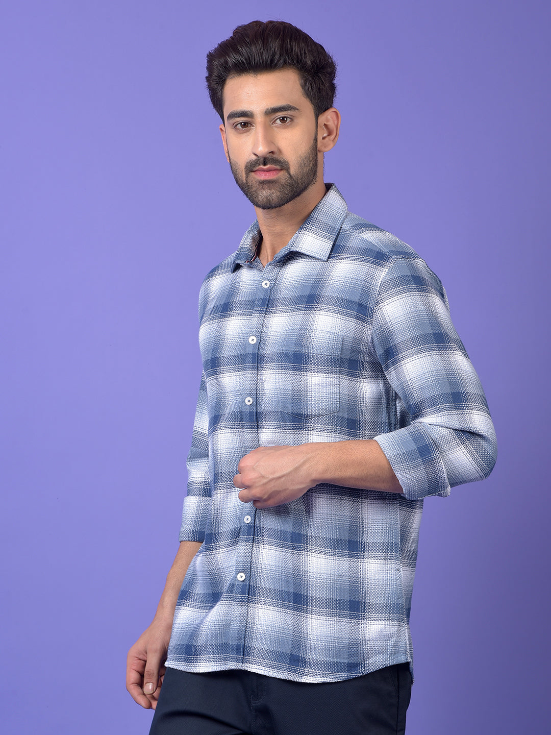 Grey Checked 100% Cotton Shirt