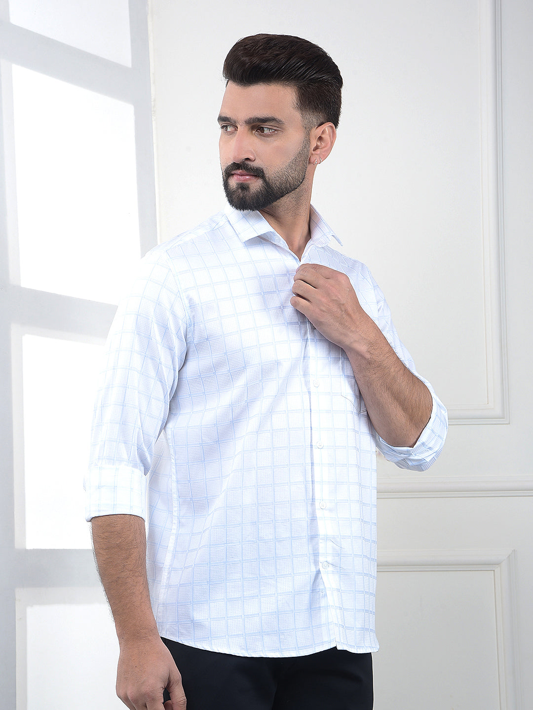 Blue Checked 100% Cotton Shirt