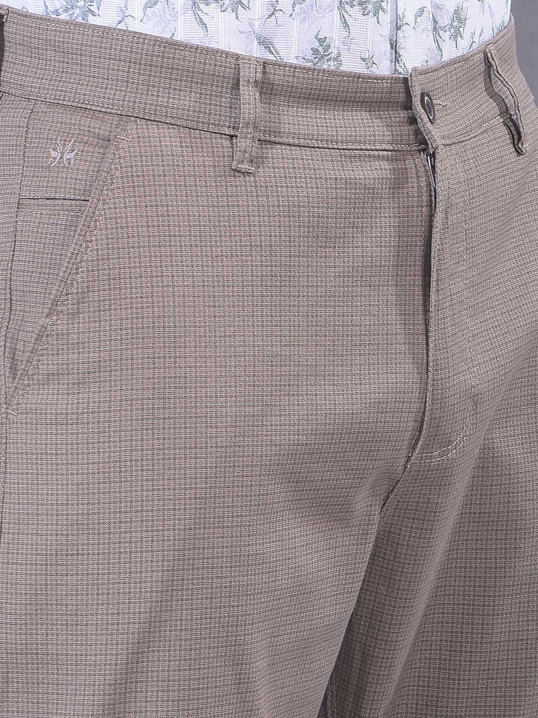 Classic Khaki Checked Trousers