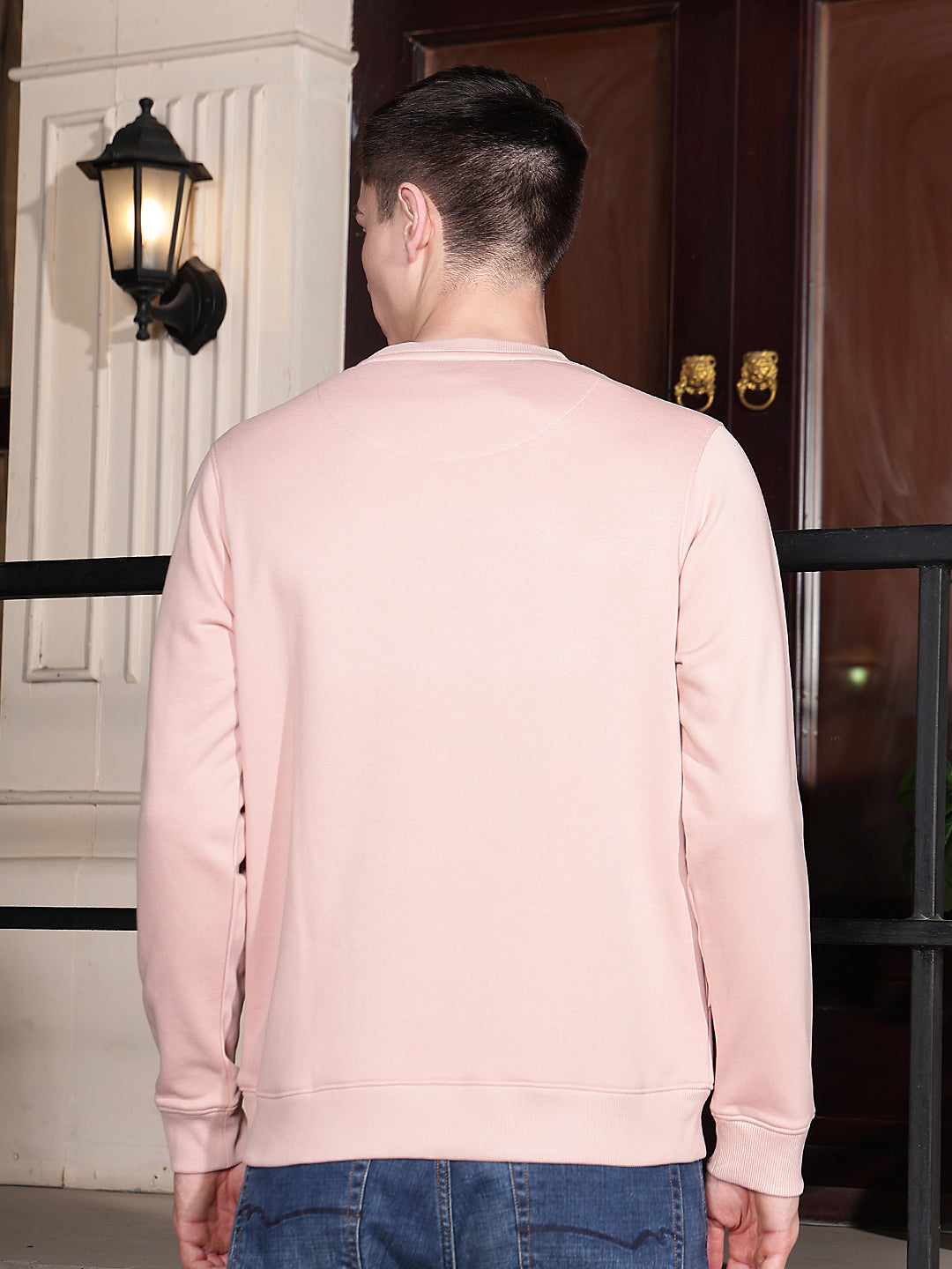 Pink Typographic Print Round Neck Sweatshirt