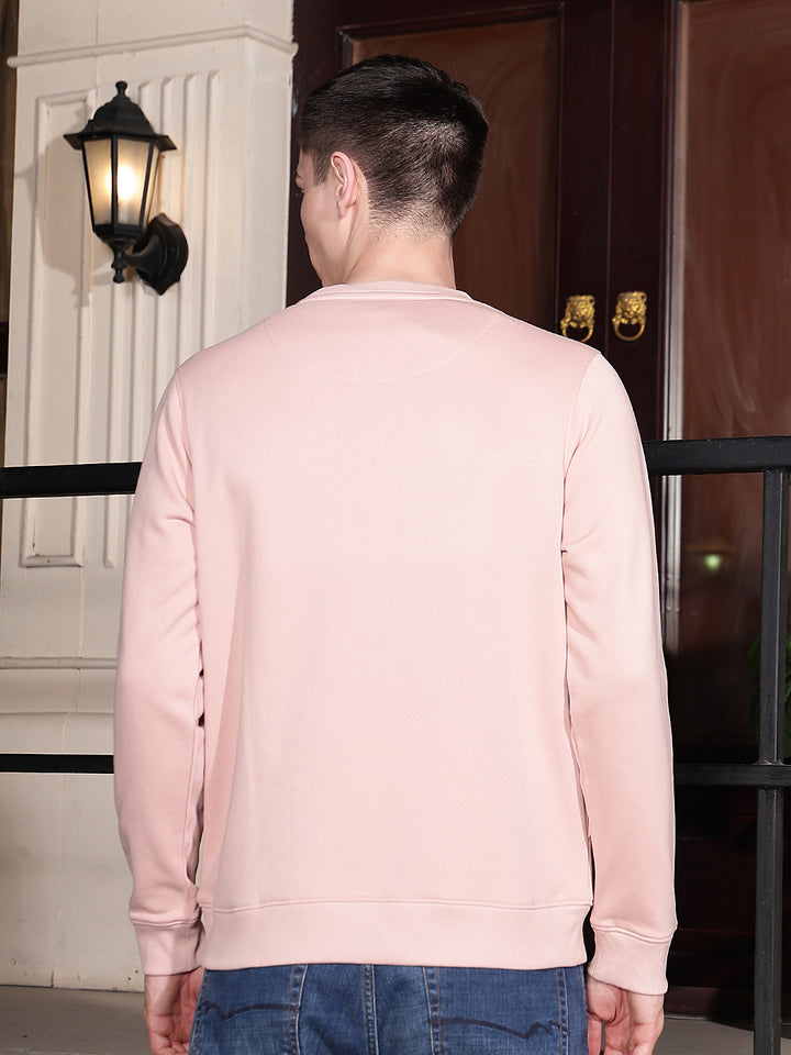 Pink Typographic Print Round Neck Sweatshirt
